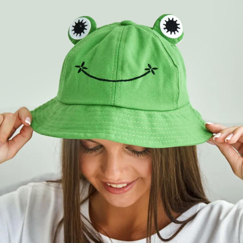 Parent-Kid Frog Bucket Hat Panama Fishing Hat Cartoon Cute Hats For Women Men Bob Chapeau Outdoor Sun Fisherman Caps