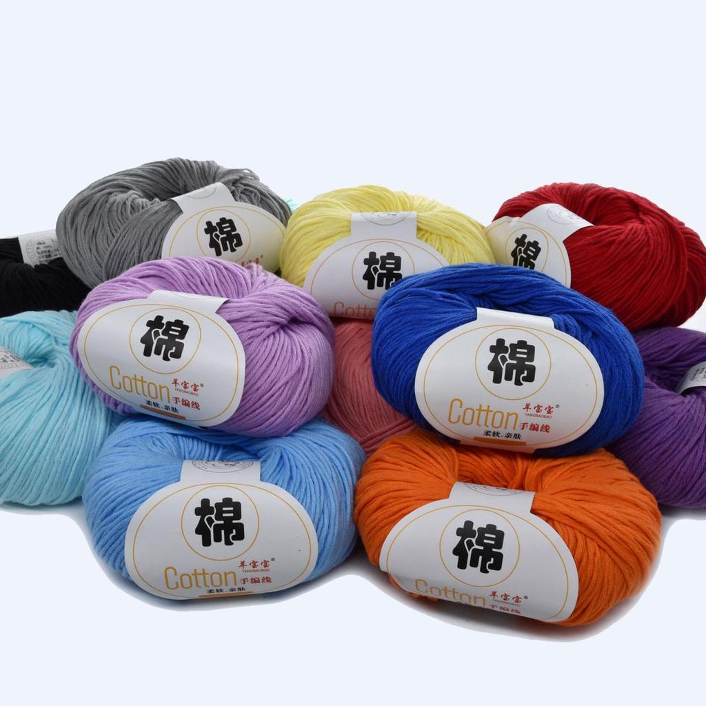 6-Pack Premium Combed Cotton Yarn for Crochet & Knitting - 100% Soft Hand Knitting Yarn, 50g/Skein 125m/Skein, Smooth Craft Yarn for DIY Home Projects