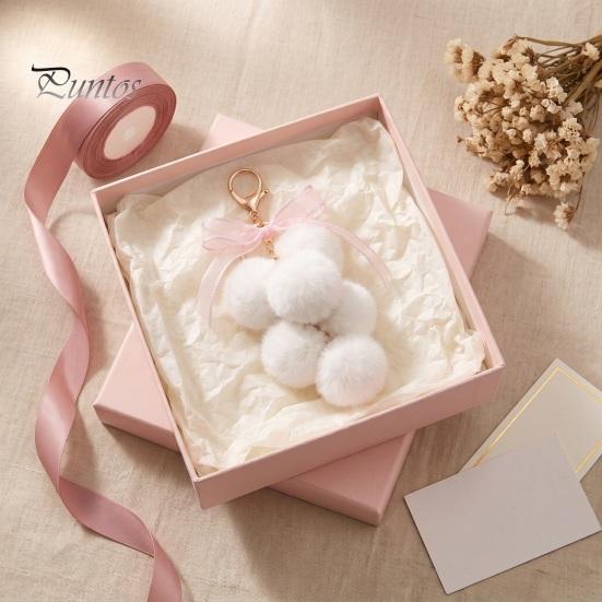Grape Cluster Bag Charm Plush Keychain for Handbags, Fuzzy with Backpacks Accessory Bow, Decorative Fluffy Ball Keyring and Purses Decoration