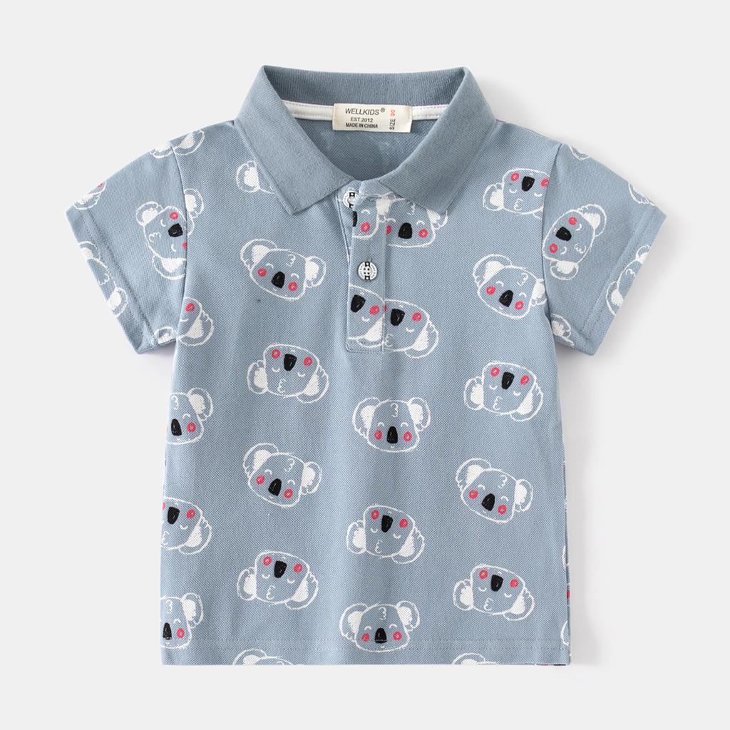 Boys Cartoon Polo Shirt Short Sleeve Collared T Shirt Cute Casual Summer Top for Toddler and Kids