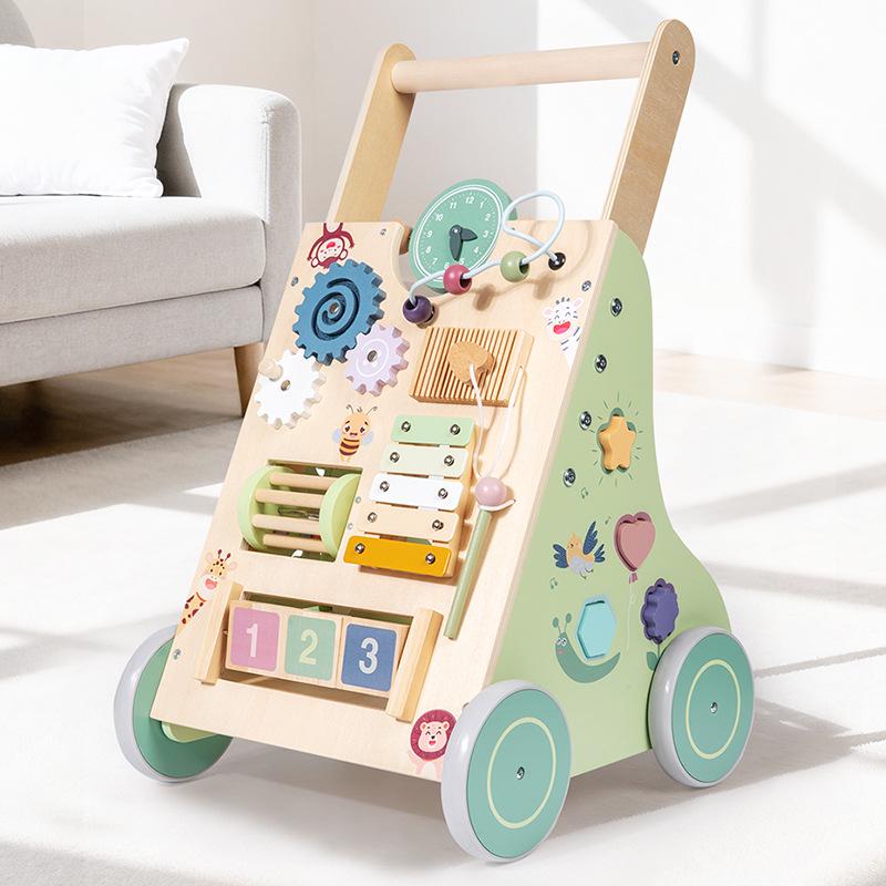 Children's Multifunctional Anti-Rollover Stroller Walker with Educational Toys
