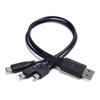 USB Charging Spliter Cable 3 in 1 Data Cord with Type C Tiny  USB & Mini 5P  Connectors 30cm Length for Fast Charging
