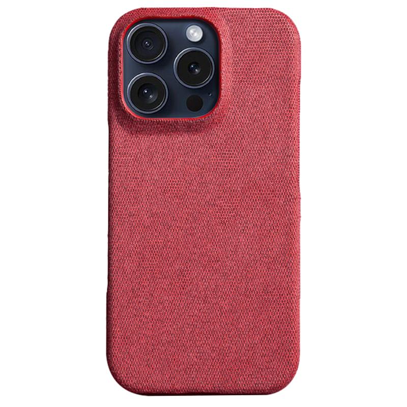For iPhone 16 Pro Max Case Solid Color Cloth Texture Hard PC Phone Cover