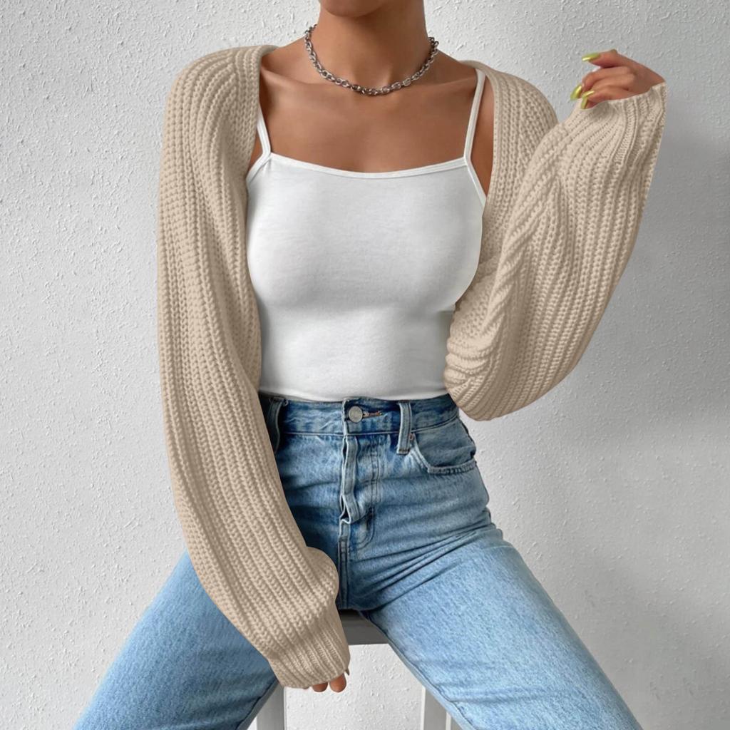 Women's Fashion Shawl Sweater Solid Color Long Sleeve Cardigan Top