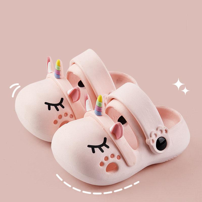 Kids sandals Girls Mules  Cartoon Unicorn  baby Slippers Flat Summer Children's Garden Girl Shoes