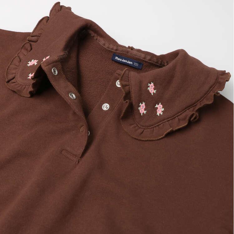 【子供服】 moujonjon (ムージョンジョン) お花刺繍ビッグカラー裏毛トレーナー 80cm-140cm M60600