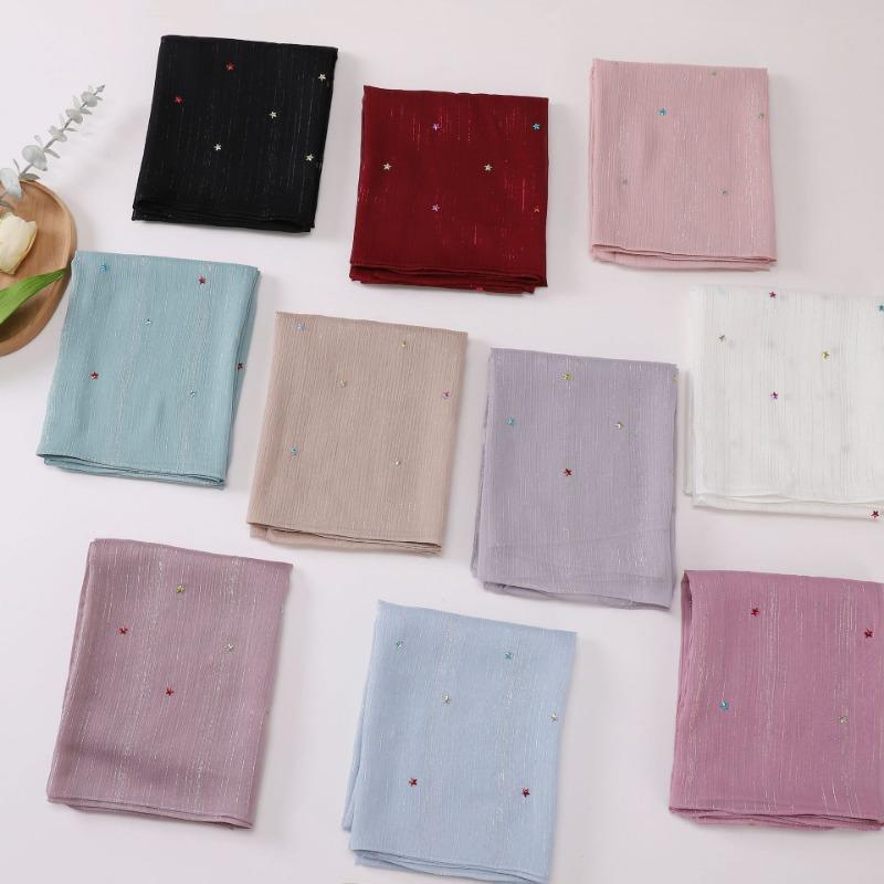 Silver Star Hot Drilling Chiffon Long Scarf Ethnic Fashion Women