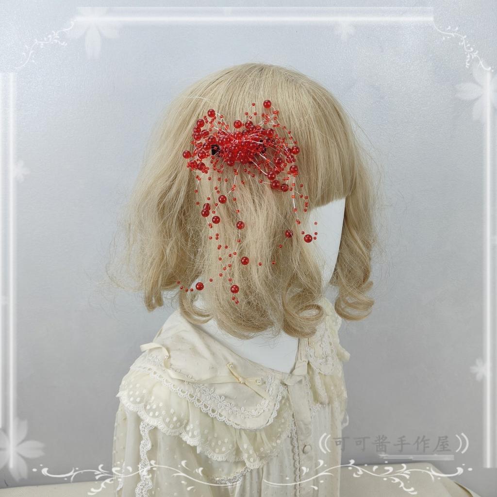 Original Handmade Halloween Ghost Bride Cos Dress Up Hair Accessories White Lace Veil Blood Drop Mesh Flower Women's Headdress