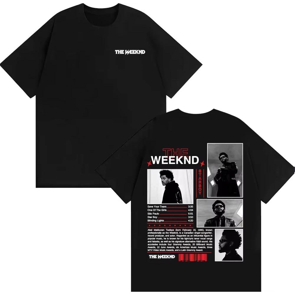 

Rapper The Weeknd Starboy Album Cover T Shirt Men s Clothing Harajuku Punk T-shirts Man Pure Cotton Short Sleeve Top S