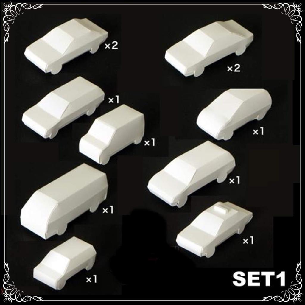 Architectural Paper Layout Cars and Craft of No-Glue, Easy-to-Assemble Models, Parts, People, 1/100 Scale, Unpainted, Materials, (Set 11)