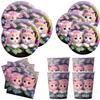 Cat Flower Theme Party Supplies Cat Party Tableware Disposable Paper Plates Paper Cups Paper Towels
