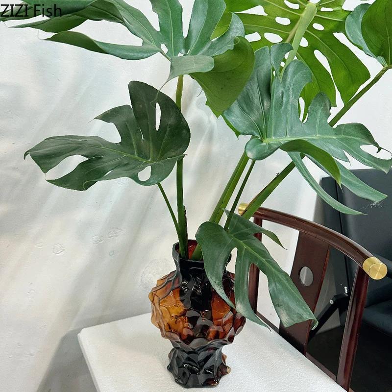 Unregelmäßige Falten Glasvase Dekorative Blumenanordnung Schreibtischdekoration Blumentöpfe Blumenvase Raum Ästhetische Dekoration