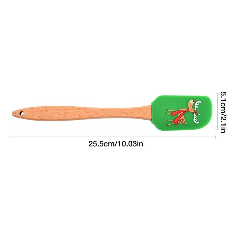 Silicone Spatula Wooden Handle Silicone Scraper Integrated Scraper With Wooden Handle Decorating Spatula Holiday Cute Pan