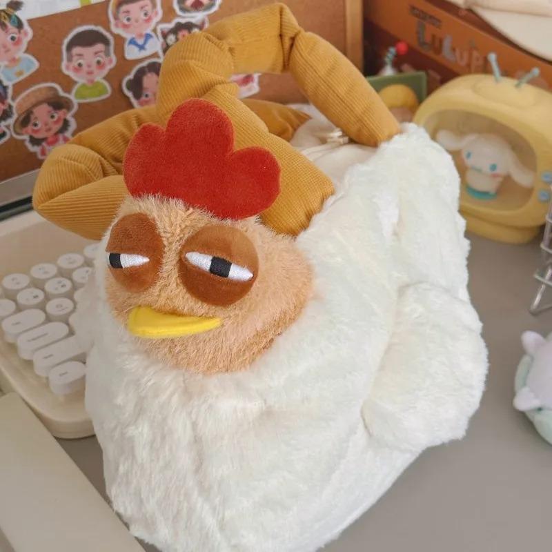 Pelz Huhn Plüschtasche Hässliche Henne Form Handtasche Lustige Kawaii Huhn Großer Hahn Puppe Umhängetasche Geldbörse Für Frauen Kinder Geschenke Spielzeug white