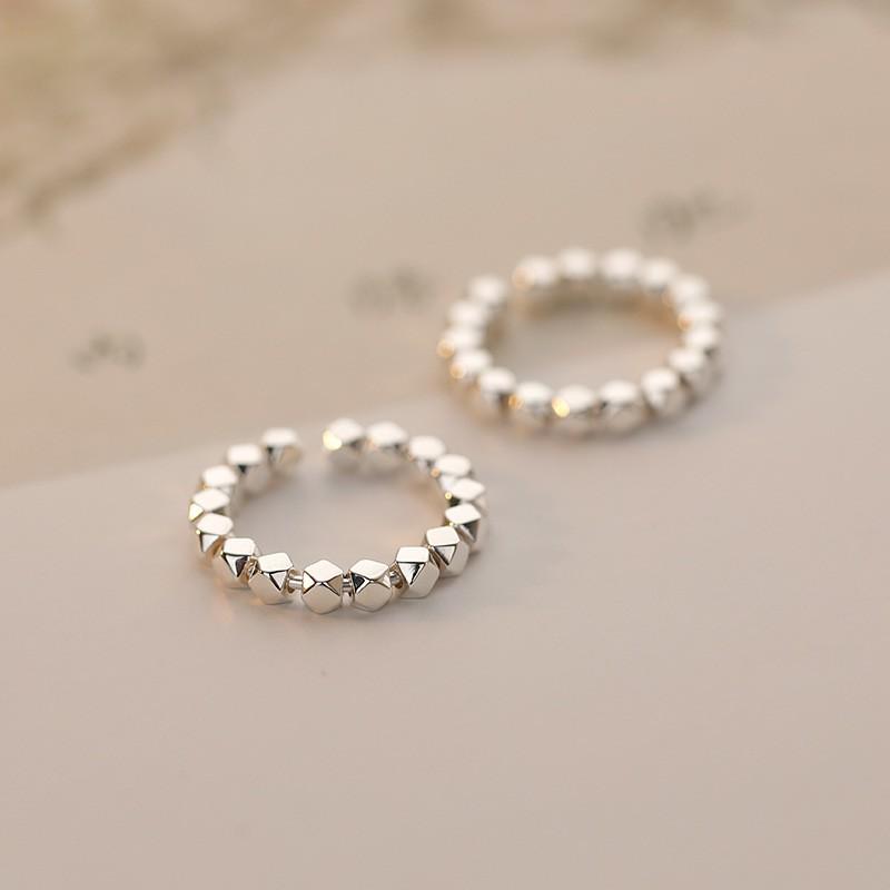 Minimalist Geometric Sterling Adjustable Ring Women Men Vintage Style Stackable Finger