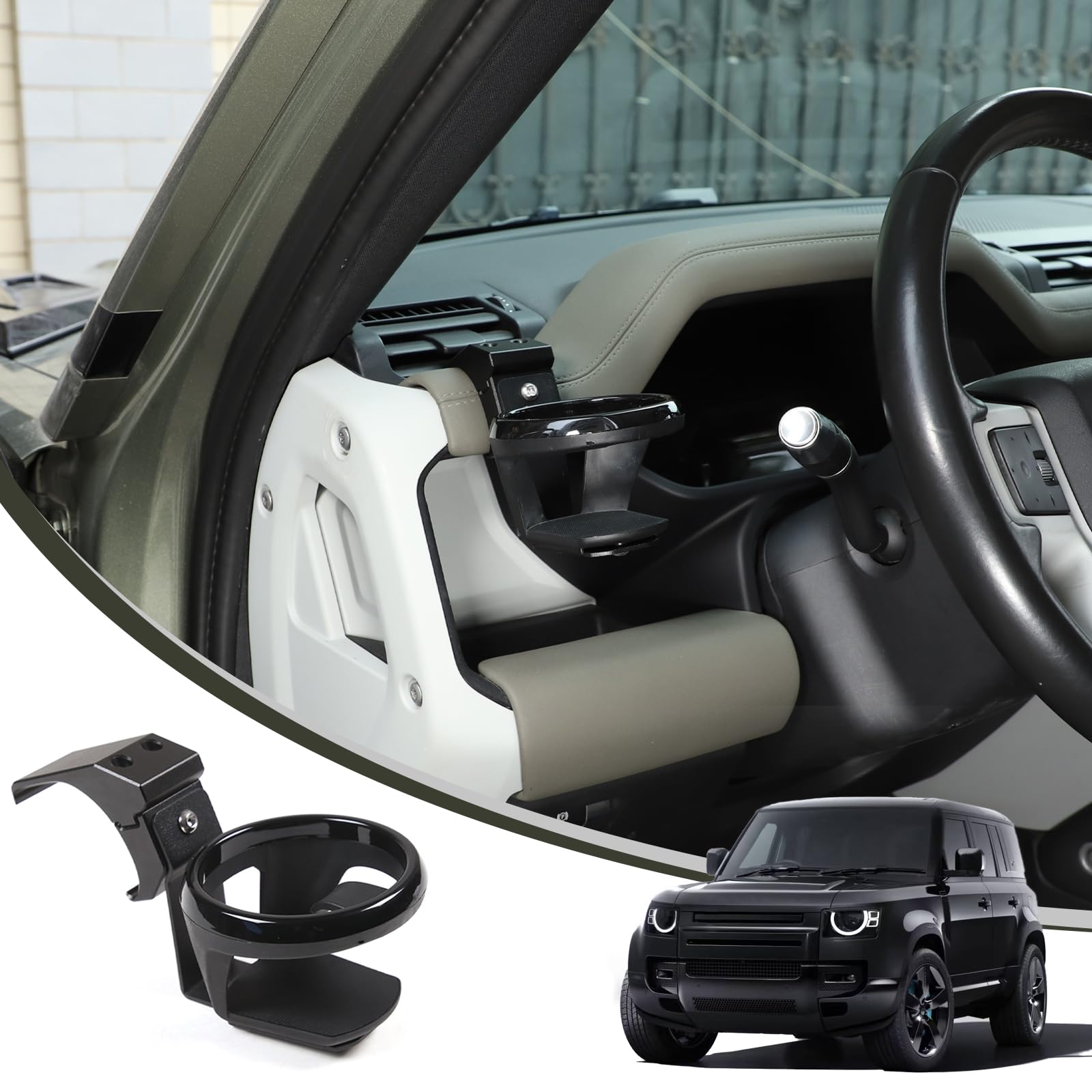 

METYOUCAR Держатель для напитков Подстаканник Круглый Алюминиевый сплав Land Rover Defender 90 110 2020-2024 meter чёрный