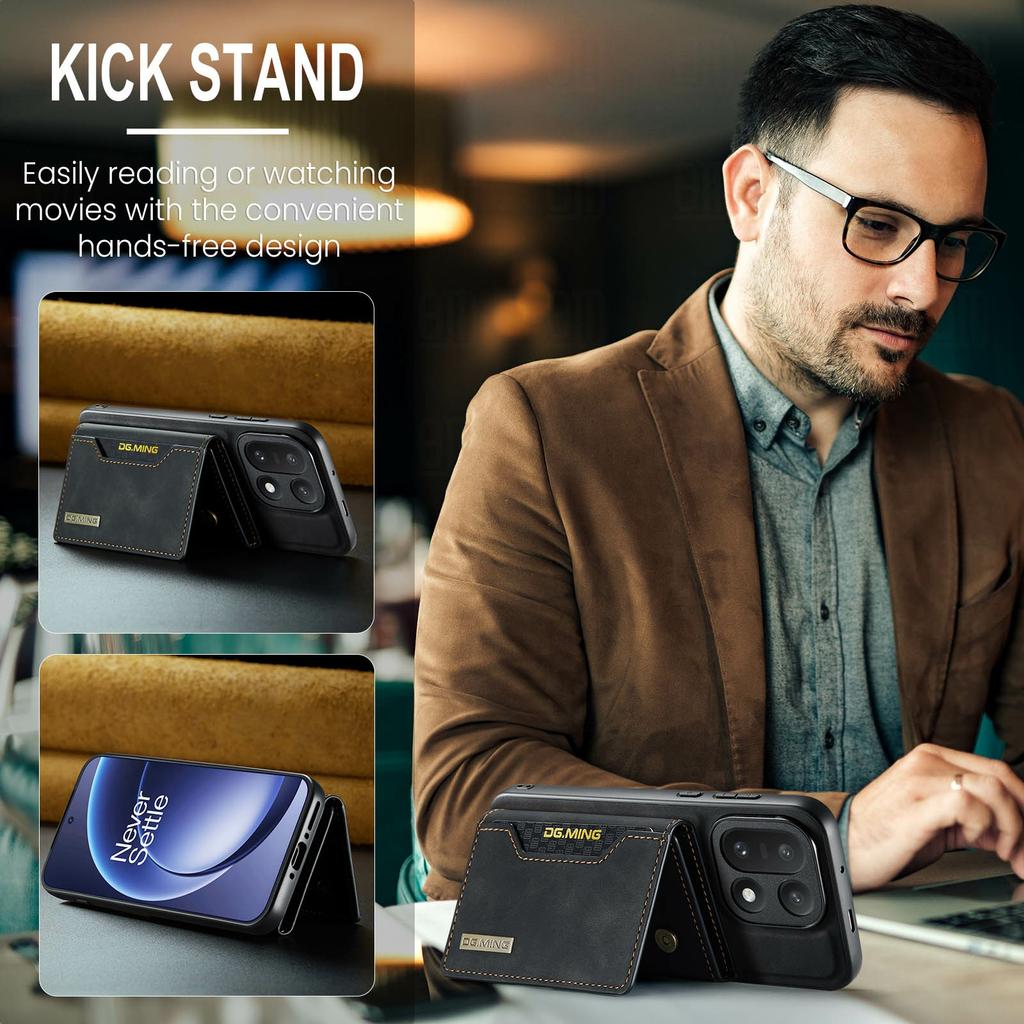DG.MING M2 Serie für OnePlus 15 5G PU-Leder Dreifach faltbar Mehrere Kartenfächer Halter Geldbörse