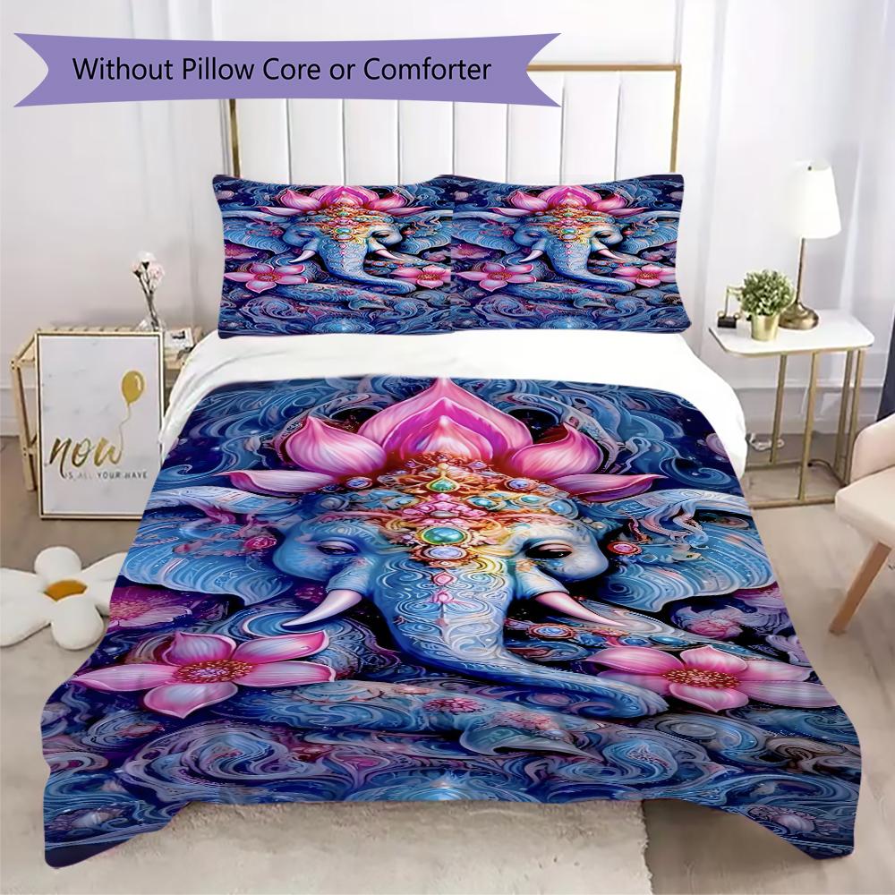 1PC Elephant Theme Bedding Quilt Set Quilt Cover Pillowcase Home Decoration Birthday Gift (1 * duvet cover + 2 * pillowcase, without core)A15