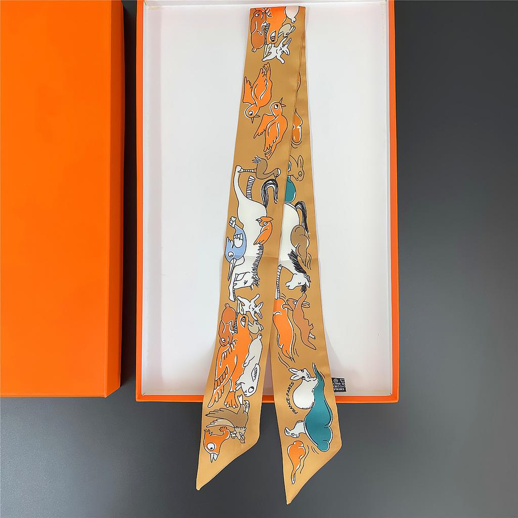 Brand Design Twill 100% Silk Scarf Luxury Fashion Scarf Women Foulard Skinny Bag Scarves New Hot Neckerchief Hair Headband