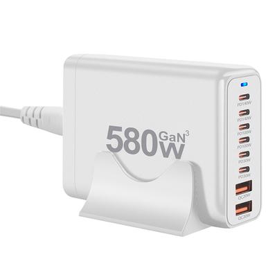 580W Gan-Ladegerät 8-Port USB Typ C Desktop-Ladestation Telefon Schnellladung Für iPhone 16 15 iPad Macbook Laptop Tablet Samsung