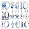 Original 925 Silver Blue Zirconium Butterfly Earrings Hoop Earrings Series Women Party Exquisite Light Luxury Earrings Jewelry