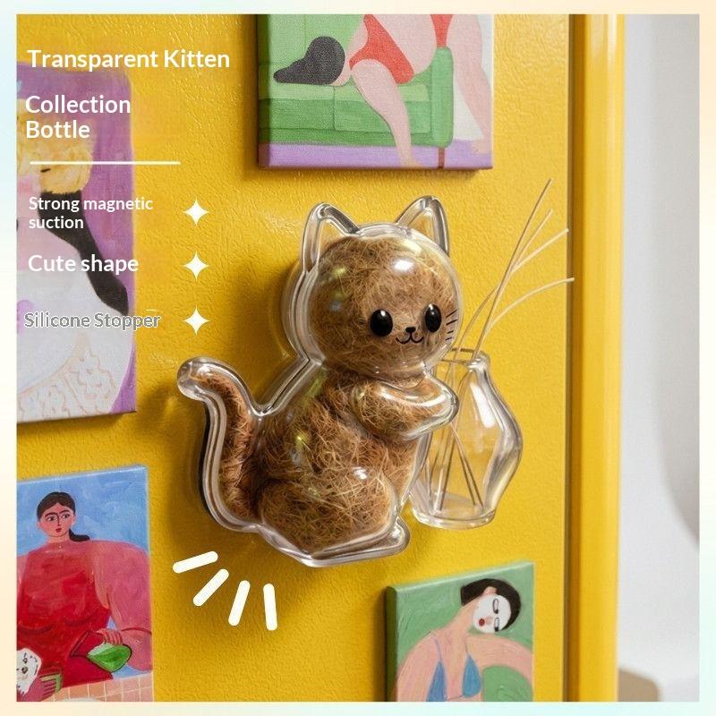 Transparent Cat Hair Craft Fridge Magnet DIY Pet Memorabilia for Distinctive Household Decor