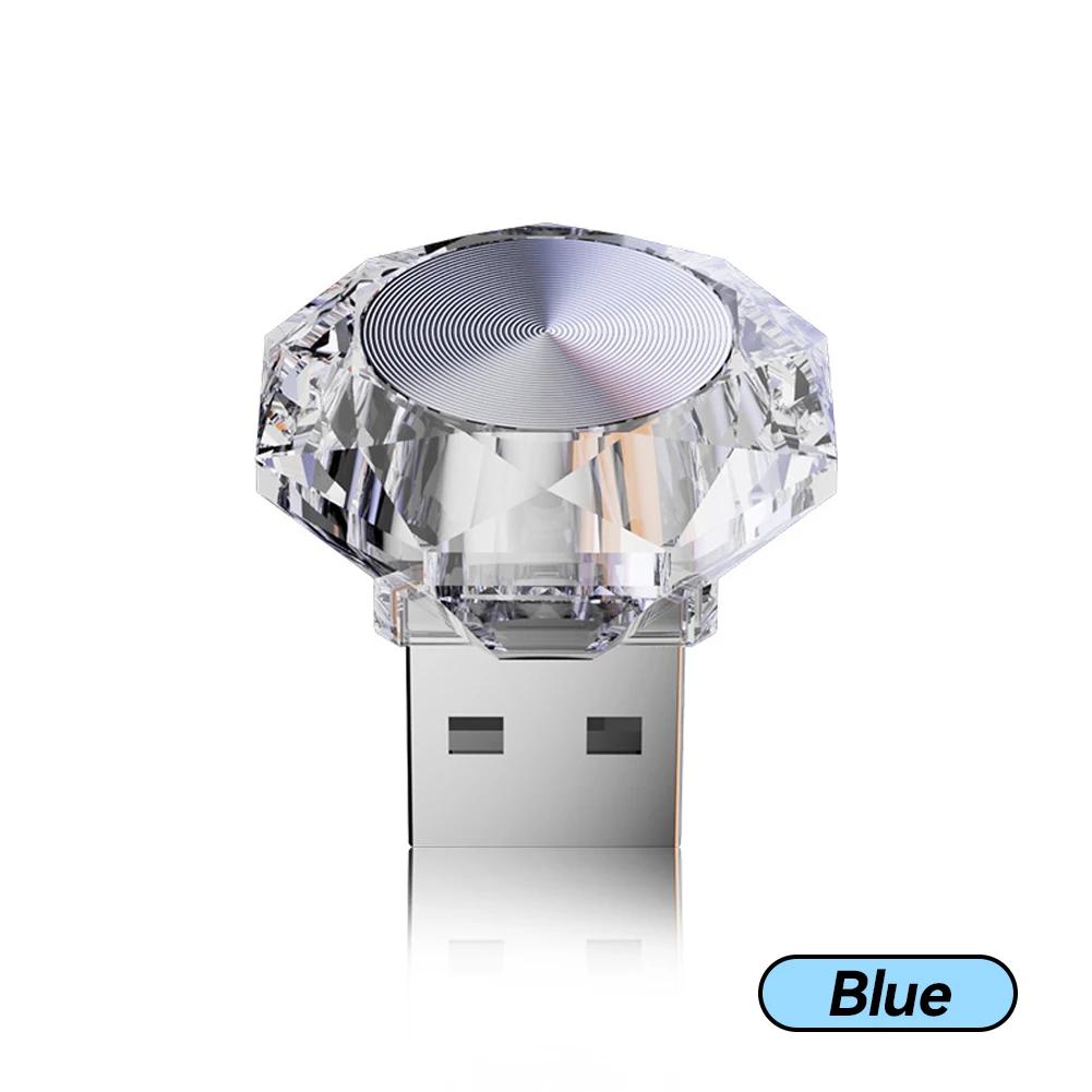 

Портативный автомобильный USB-светильник для освещения окружающей среды Мини-светодиодные декоративные атмосферные лампы для салона автомобиля Освещение окружающей среды Компьютерное освещение Plug Play синий