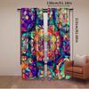 2Pcs Floral Blackout Curtains Bohemian Colorful Theme Privacy Drapes Art Decor Bedroom Apartment Living Room Darkening Window