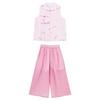 ASK JUNIOR Girls' Chinese Style Cheongsam Top & Wide-Leg Pants Set