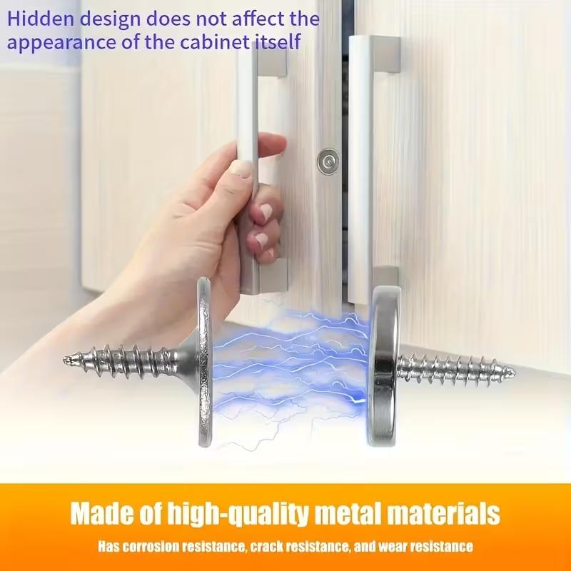 Cabinet Door Magnetic Closure Metal Magnetic Catch for Hidden Closing - Suitable for Furniture Cabinet, Kitchen Glass Doors