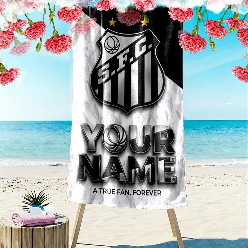 Name Custom Santos FC Art Print Beach Towel, Large Soft Quick Dry Towel for Beach Camping Swimming