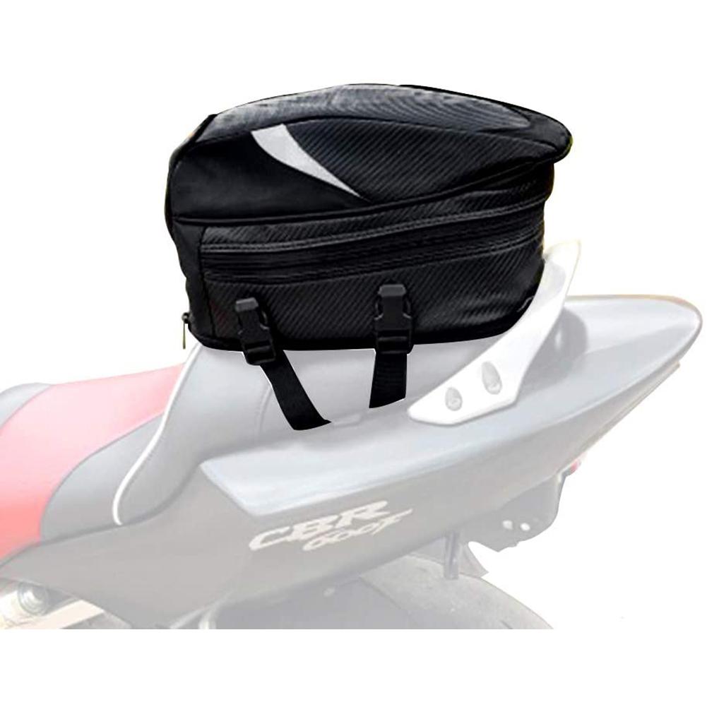 Motorcycle Seat Bag Tail Bag Saddlebags Waterproof Luggage Bag Multi Functional PU Leather Motorbike Helmet Bag Storage