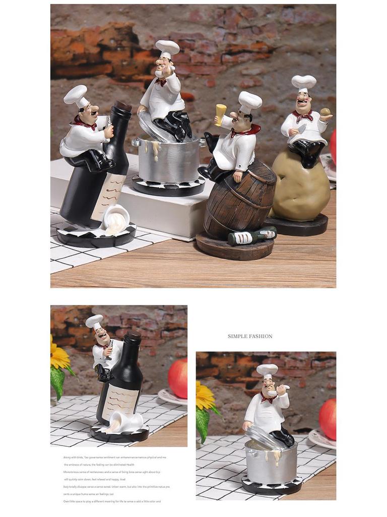 Rustic Country Chef Potato, Bread & Wine Table Ornaments