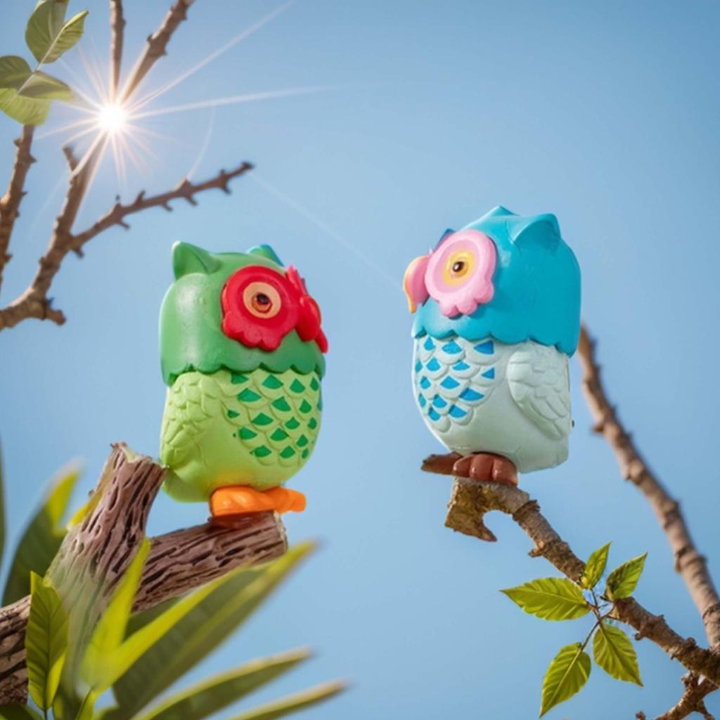 RENEWREVITAL Mini Miniature Set of Cute Animal DIY Car Bonsai Colorful Owl Figurines, Ornaments, 4, Figures, Desktop, Office, Decor, Gift, Landscape,