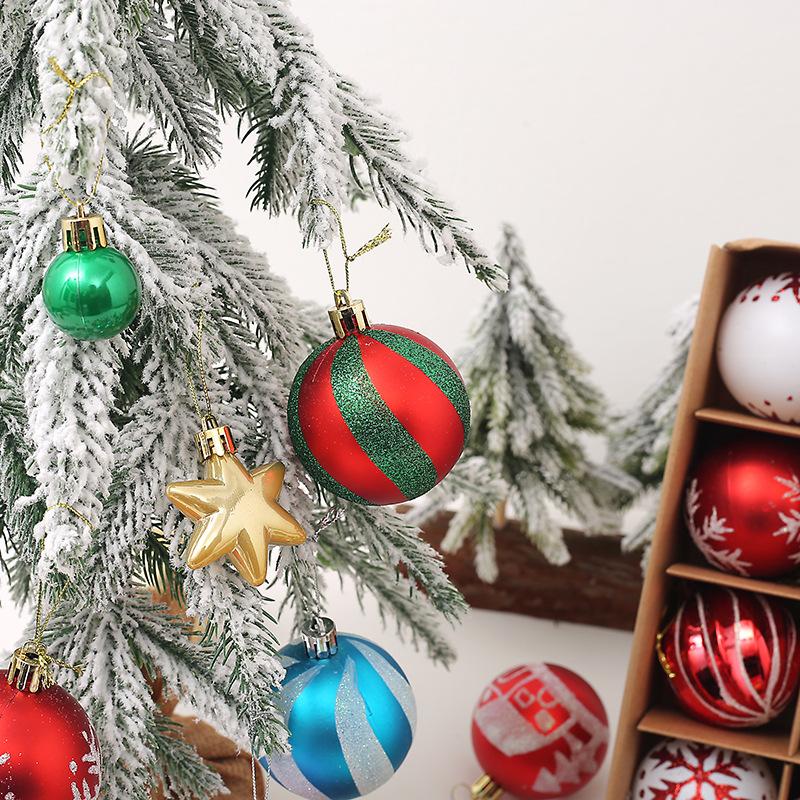 44 Pack Red and Gold Christmas Ball Ornament Gift Box Set 3cm and 6cm Shatterproof Printed Xmas Hanging Balls