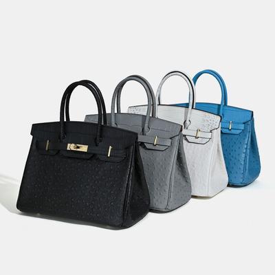 2025 New Platinum Ostrich Pattern Women's Bag Leather Large Capacity Handbag Light Luxury Fashion Versatile Cross Shoulder Bag