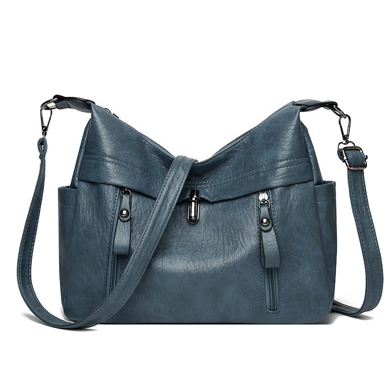 New Double Shoulder Strap Messenger Bag Women's Shoulder Bag Large Capacity Soft Leather Women's Mother Bag