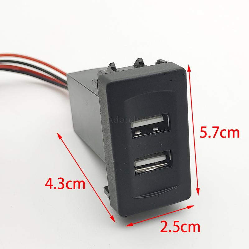 1PC Fit For VW Transport T4 Car Dual USB Charger Socket Blue Light Dual USB Port Power Charging Adapter