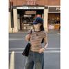 2026 Summer New Style Contrast Color Striped Short Sleeve T-Shirt for Women, Slim Fit and Versatile Top