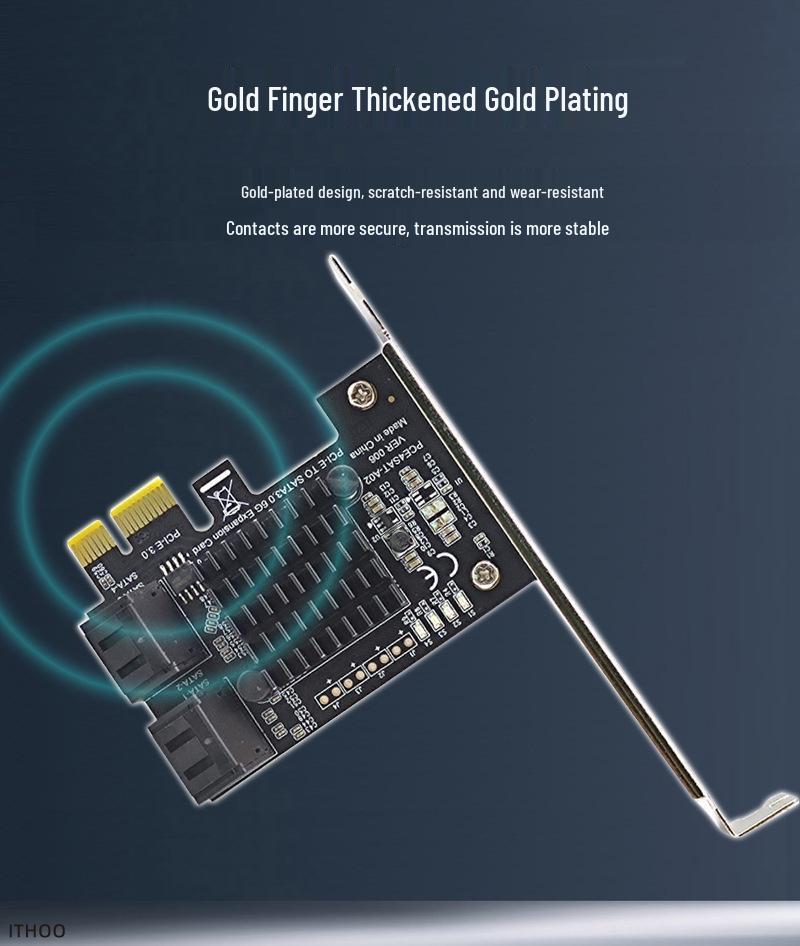 PCI-E GEN3 to 4-Port SATA 3.0 Expansion Card 6G, IPFS Hard Drive Adapter with ASMedia ASM1064 Controller.