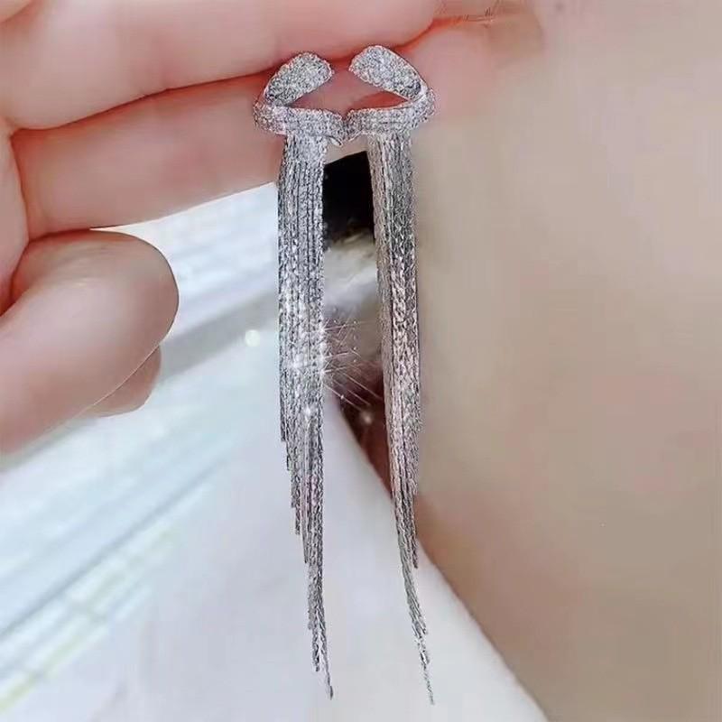 

Элегантные длинные серьги-кисточки для женщин - игла из серебра 925 пробы, мода весна/лето, дизайн, стройнящий лицо серебряный