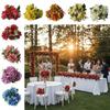 Dahlia Rose Daisy Artificial Flowers Green Leaves Multicolor Simulation Flower Silk Petals DIY Faux Flower Room Decoration