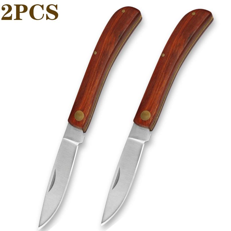 Edelstahl Schälmesser für geschnittenes Obst Holzgriff Klappmesser Haushalt Melone Obst Schälen Gemüse Messer Taschenmesser