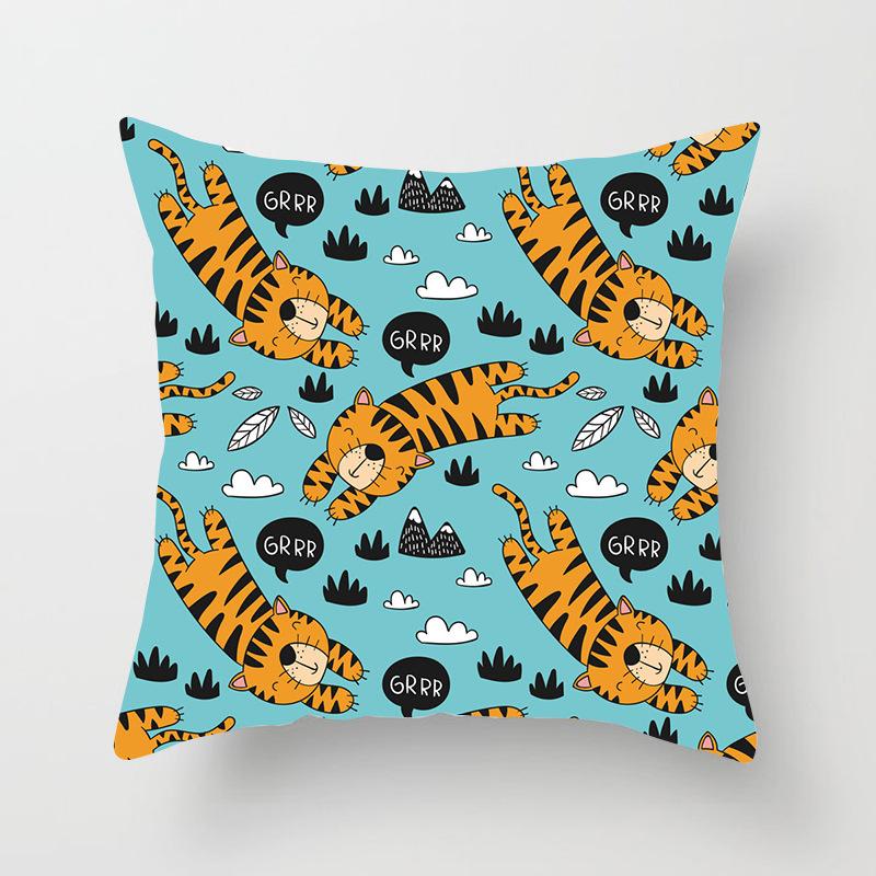 Home Decor Cute Cartoon Tiger Printed Pillowcases for Fun Pattern Cushion Cover Suitable for Sofa Bedroom Car Pillow Cover