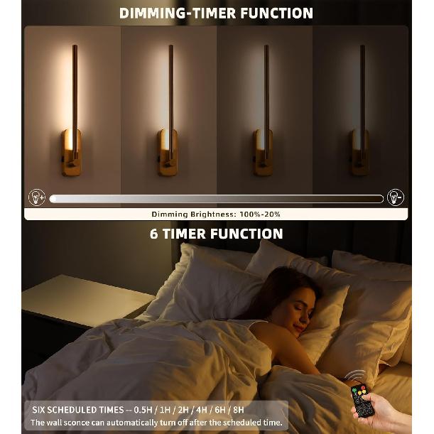 Battery Operated Wall Sconces with Remote Control,LED Rechargeable Picture Lights for Wall Wireless Led Lights for Bedroom with Magnetic Wall Light