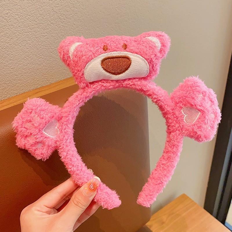 Lovely Handmade Plush Headband Hair Accessories For Girls  Pink Bear