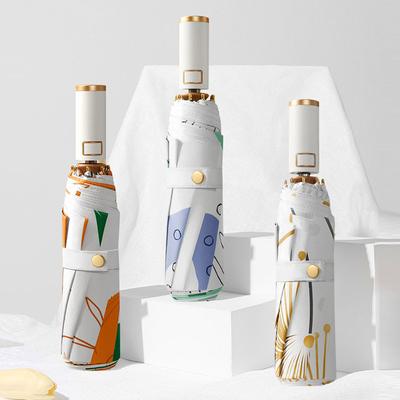 Umbrelă cu 8 nervuri, complet automată, acoperită cu aur Umbrelă UV, protejată de ploaie sau strălucire UPF50+