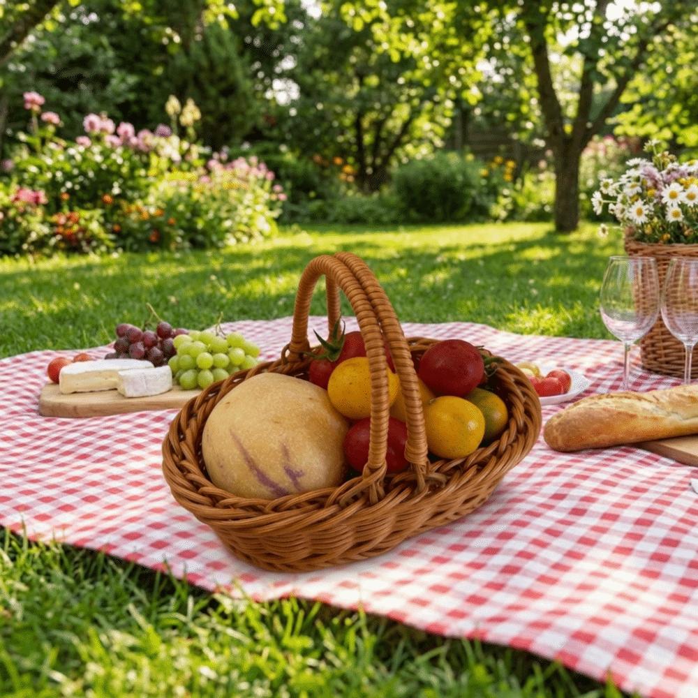 Einfacher Aufbewahrungskorb aus Imitationsrattan Haushalts-Tablett aus Kunstweide Obstaufbewahrungskörbe Hotelnutzung