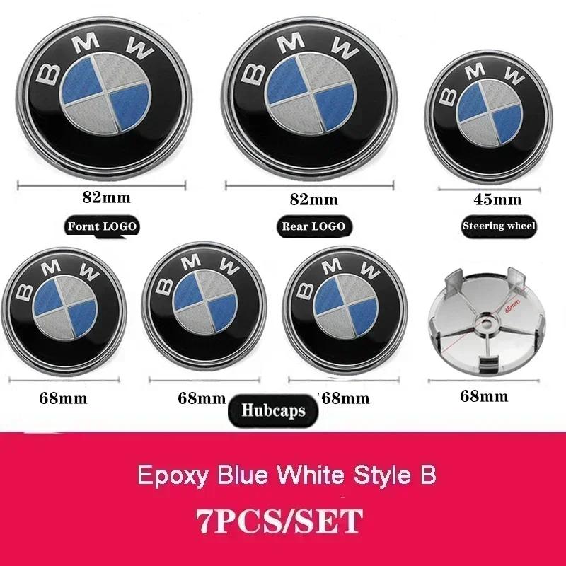 For BMW X1 X3 X5 G01 G20 G21 G30 F10 F11 F20 F01 F30 sticker 7Pcs Car Front Badge Rear Sticker Center Caps Steering Wheel Emblem