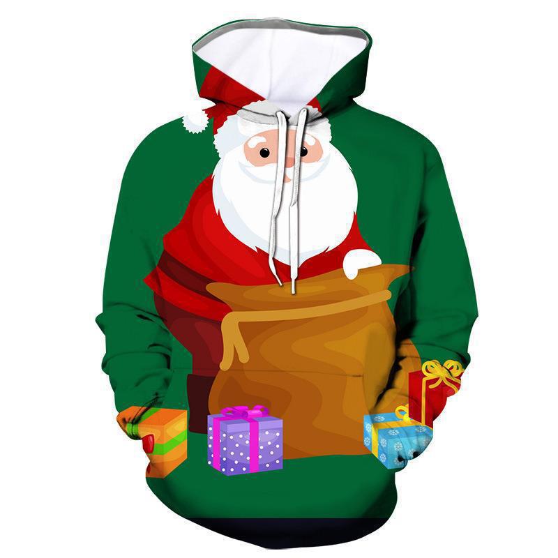 Long Sleeve Zipper Sweater Express Shrimp Skin New Foreign Trade 3D Sweater Christmas Reindeer 3D